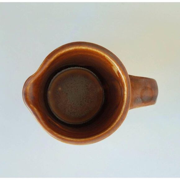 Hall China Brown Ringware Creamer, Syrup Pitcher - Picture 4 of 10